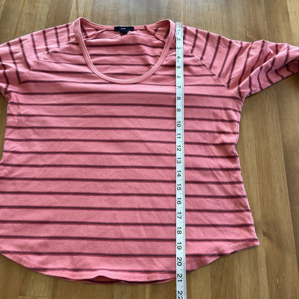 Vintage Y2K Gap Women's T-Shirt Size L Long Sleeve Scoop Neck Striped Pink - Picture 13 of 13